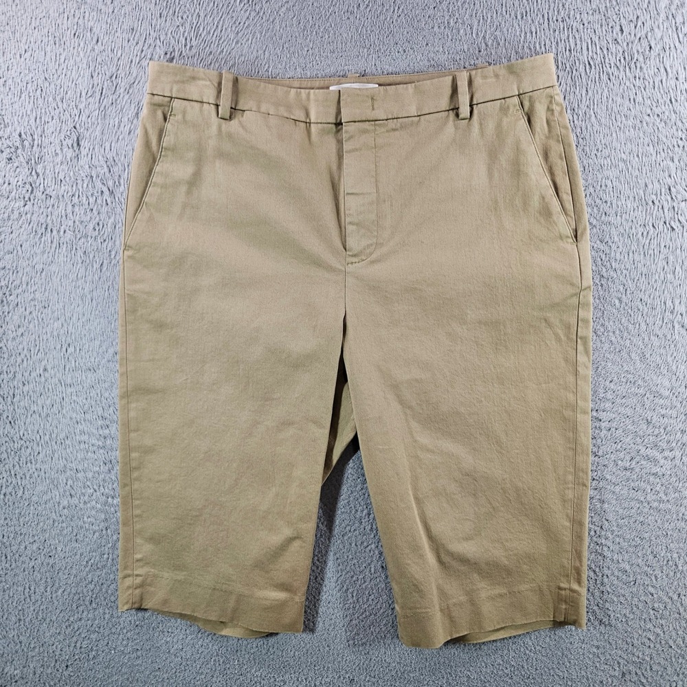 Vince Womens Khaki Tan Bermuda Shorts Italian Fabric Size 10 Stretch Chino